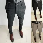 Autumn Winter Thickened Mens Suit Pants Casual Slim Fit Straight Formal Business Woolen Office Dress Trousers