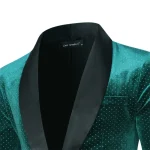 New Men Golden Velvet Suit Single Button Jacket Fashion Homme Business Social Prom Party Polka Dot Blazer - Image 5