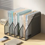 Metal File Rack Office Desk Shelf Standing Desktop Organizer File Folder Storage Box Stationery Data Rack - Image 2