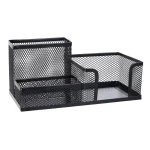 Three Compartment Pen Holder Storage Box Iron Desktop Organizer for Office, Student, and Stationery Storage - Image 3