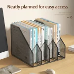 Metal File Rack Office Desk Shelf Standing Desktop Organizer File Folder Storage Box Stationery Data Rack - Image 4