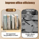 Metal File Rack Office Desk Shelf Standing Desktop Organizer File Folder Storage Box Stationery Data Rack - Image 3
