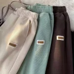 2025 Men Autumn Waffle Wide Leg Pants Korean Fashion Baggy Breathable Casual Y2K Vintage Sweatpants - Image 3