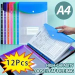 12 Pack A4 Expanding File Folders 11-Ring Binder Pockets Heavy Duty PP Plastic Document Organizer for School and Office