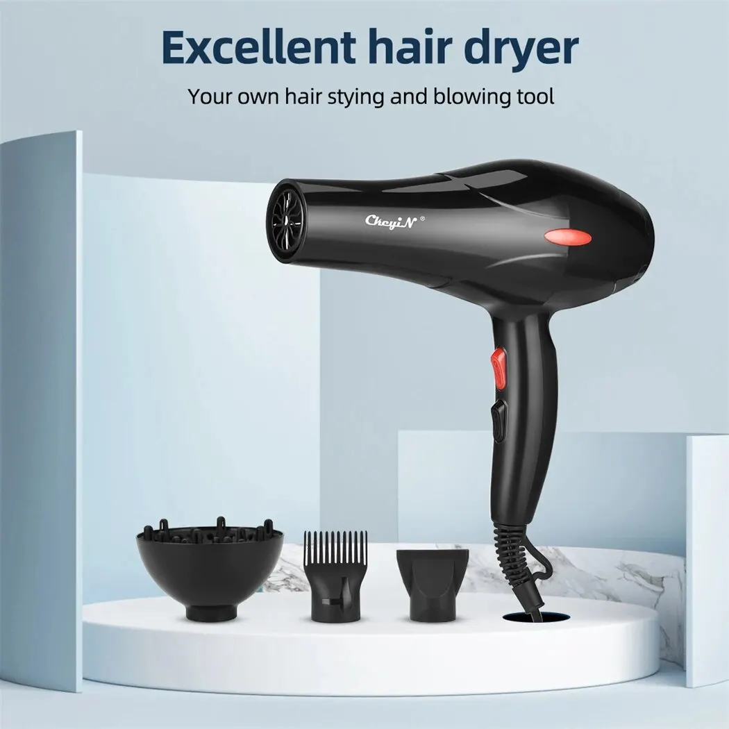 kf-Sddc423b2826d49e98709c92cb2994d98J CkeyiN 1600W Professional Hair Dryer Negative Ion Hot Cold Blow Dryer with Diffuser and Concentrator Nozzle - Image 1